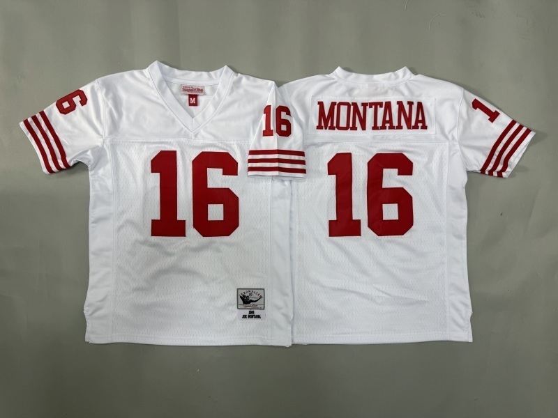 Youth San Francisco 49ers #16 Montana White Throwback Limited Nike NFL Jersey 02